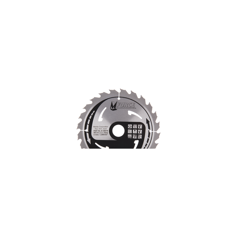 T.C.T. Zāģripa kokam 210X2.3X30mm 15° T24 M-FORCE