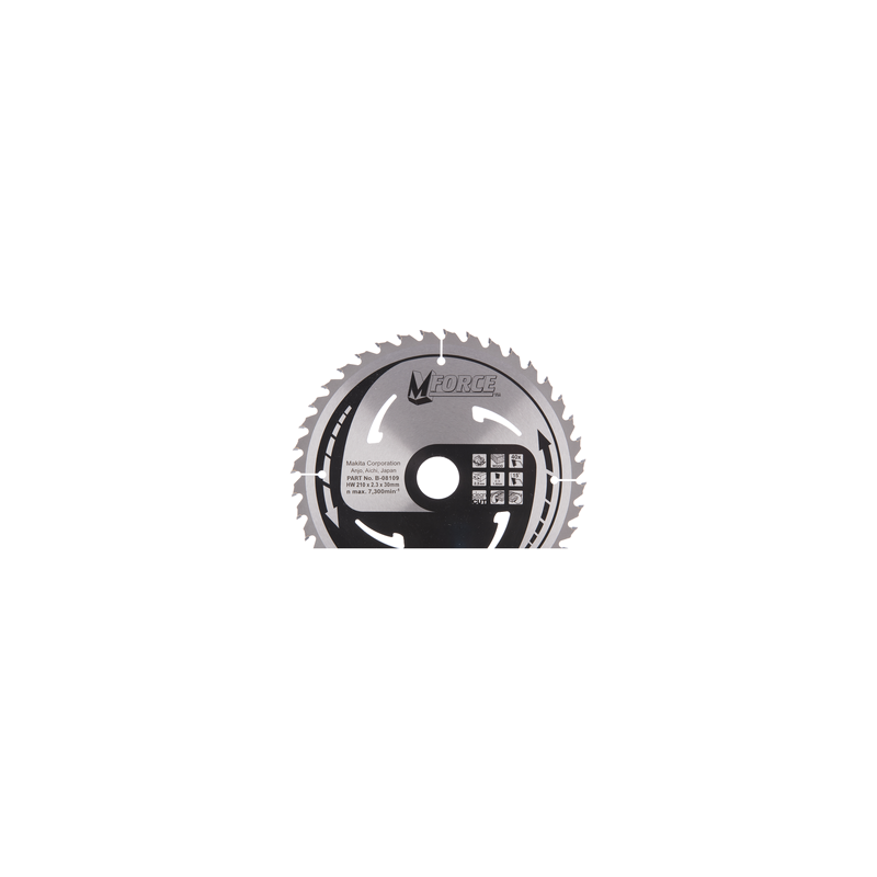 T.C.T. Zāģripa kokam 210X2.3X30mm 15° T40 M-FORCE