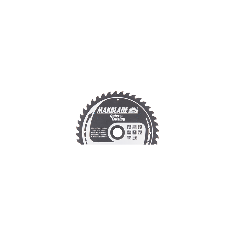 T.C.T. Zāģripa kokam 260X2.3X30mm 5° T40 MAKBLADE PLUS