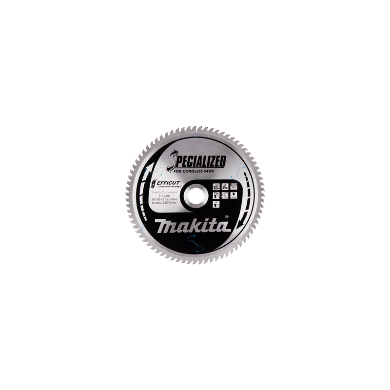 T.C.T. Zāģripa kompozīt materiālam 260X2.15X30mm 15° T75 EFFICUT