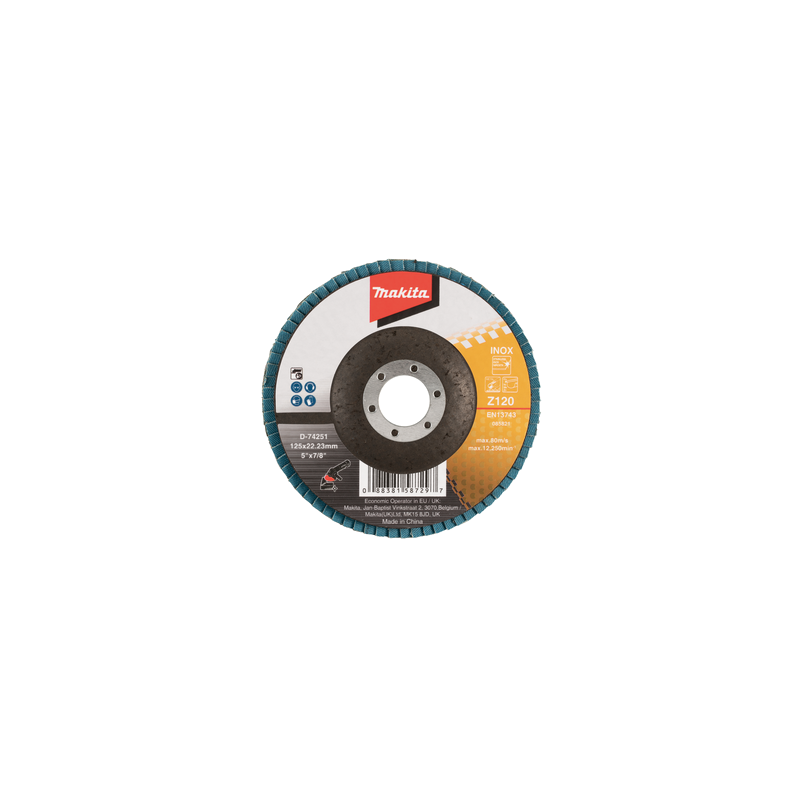 Lameļu slīpdisks 125X22.3MM Z120, Taisnais, Metālam, INOX un krāsainie metāli