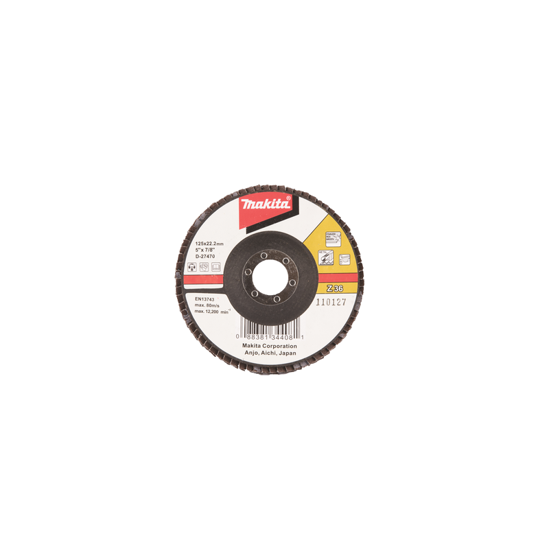 Lameļu slīpdisks 125mm K36 Metālam, INOX un krāsainie metāli