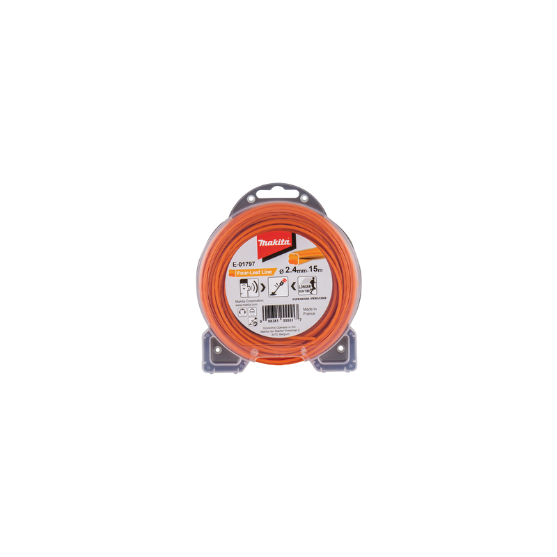 Četrlapu formas vītā neilona aukla 2,4MM X 15M