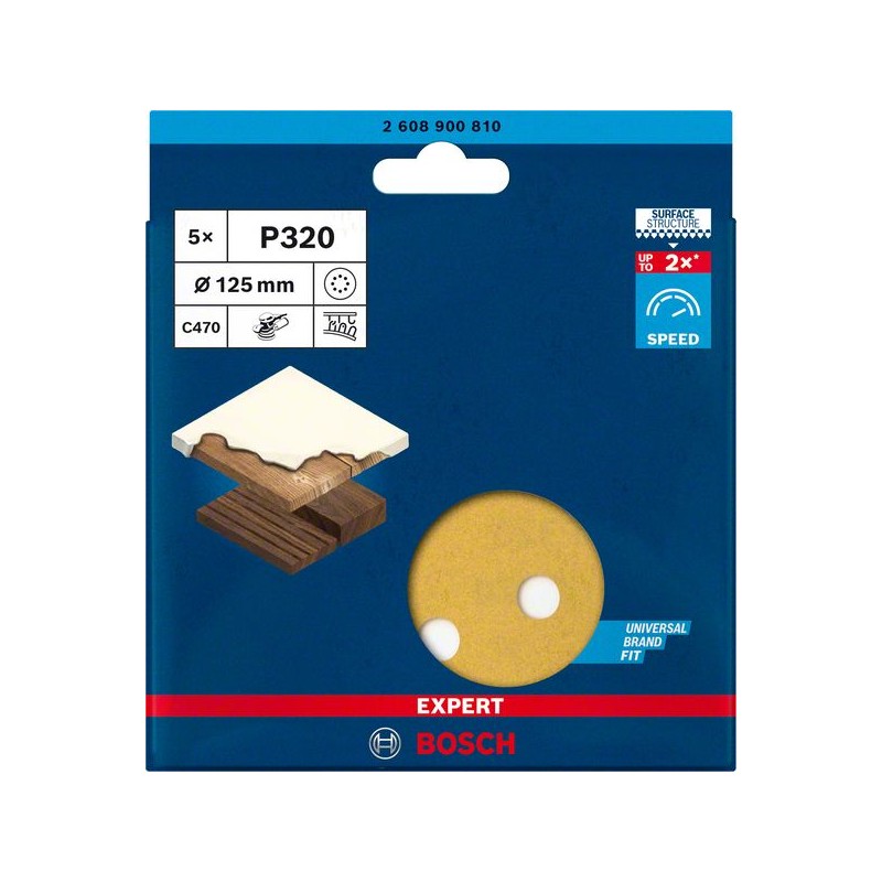 C470 smilšpapīrs 125 mm G320, 5 gab